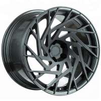 Customized 2 pieces super deep concave matte black brushed black lip forged car wheels for luxury cars