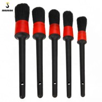 Car Cleaning Tool 5pcs Natural Boar Hair Car Detailing Brushes Set For Car Interior Gap Rims Dashboard Wheel Air Vent Trim